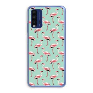 CaseCompany Flamingoprint groen: Xiaomi Redmi 9T Transparant Hoesje