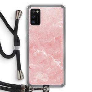 CaseCompany Roze marmer: Samsung Galaxy A41 Transparant Hoesje met koord