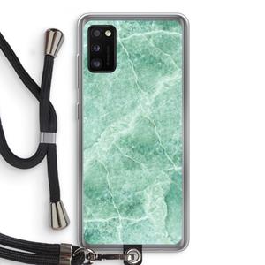 CaseCompany Groen marmer: Samsung Galaxy A41 Transparant Hoesje met koord