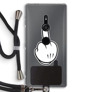 CaseCompany Middle finger black: Sony Xperia XZ2 Transparant Hoesje met koord