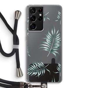 CaseCompany Simple leaves: Samsung Galaxy S21 Ultra Transparant Hoesje met koord