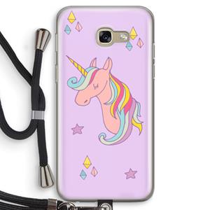 CaseCompany Roze eenhoorn: Samsung Galaxy A5 (2017) Transparant Hoesje met koord