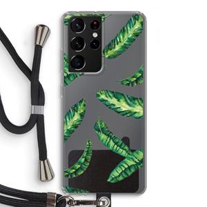 CaseCompany Lange bladeren: Samsung Galaxy S21 Ultra Transparant Hoesje met koord