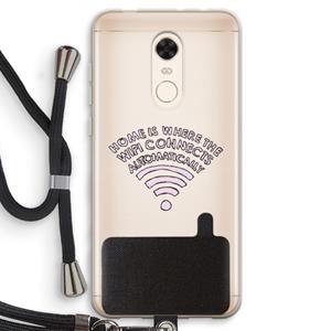 CaseCompany Home Is Where The Wifi Is: Xiaomi Redmi 5 Transparant Hoesje met koord