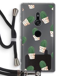 CaseCompany Cactusprint roze: Sony Xperia XZ2 Transparant Hoesje met koord