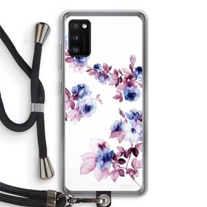 CaseCompany Waterverf bloemen: Samsung Galaxy A41 Transparant Hoesje met koord