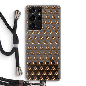 CaseCompany Poop emoji: Samsung Galaxy S21 Ultra Transparant Hoesje met koord