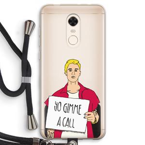 CaseCompany Gimme a call: Xiaomi Redmi 5 Transparant Hoesje met koord
