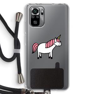 CaseCompany Eenhoorn: Xiaomi Redmi Note 10S Transparant Hoesje met koord