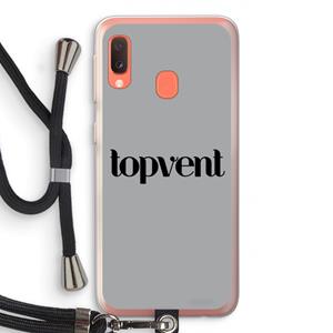 CaseCompany Topvent Grijs Zwart: Samsung Galaxy A20e Transparant Hoesje met koord