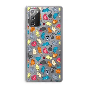 CaseCompany Kleurrijke katten: Samsung Galaxy Note 20 / Note 20 5G Transparant Hoesje