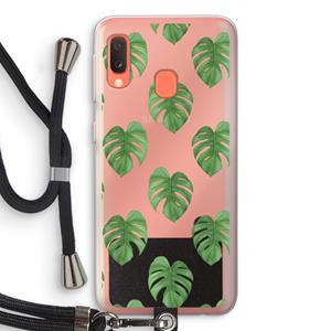 CaseCompany Monstera leaves: Samsung Galaxy A20e Transparant Hoesje met koord