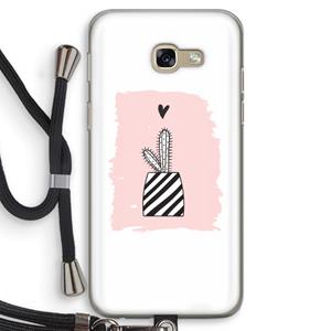 CaseCompany Zwart-wit cactus: Samsung Galaxy A5 (2017) Transparant Hoesje met koord