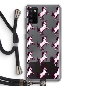 CaseCompany Musketon Unicorn: Samsung Galaxy A41 Transparant Hoesje met koord