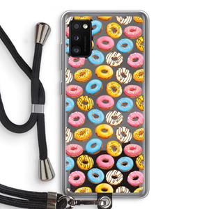 CaseCompany Pink donuts: Samsung Galaxy A41 Transparant Hoesje met koord