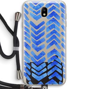CaseCompany Blauwe pijlen: Samsung Galaxy J7 (2017) Transparant Hoesje met koord