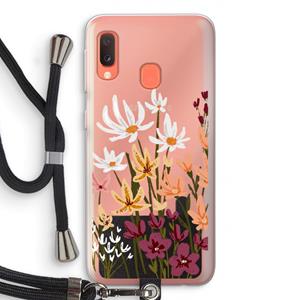 CaseCompany Painted wildflowers: Samsung Galaxy A20e Transparant Hoesje met koord
