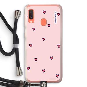 CaseCompany Hartjes: Samsung Galaxy A20e Transparant Hoesje met koord