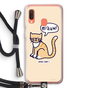 CaseCompany Miauw: Samsung Galaxy A20e Transparant Hoesje met koord