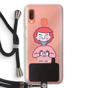CaseCompany Hartje: Samsung Galaxy A20e Transparant Hoesje met koord