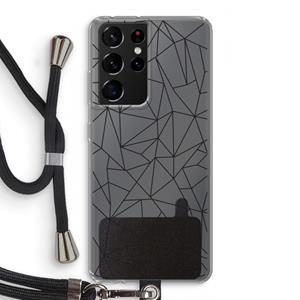CaseCompany Geometrische lijnen zwart: Samsung Galaxy S21 Ultra Transparant Hoesje met koord