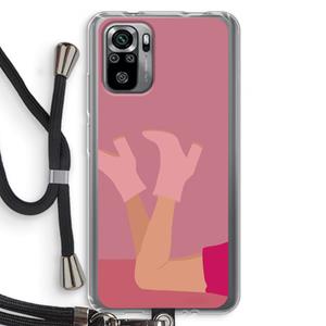 CaseCompany Pink boots: Xiaomi Redmi Note 10S Transparant Hoesje met koord