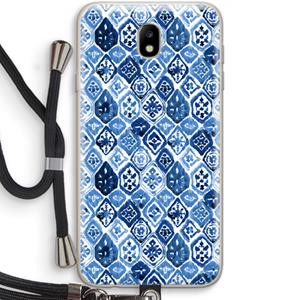 CaseCompany Blauw motief: Samsung Galaxy J7 (2017) Transparant Hoesje met koord