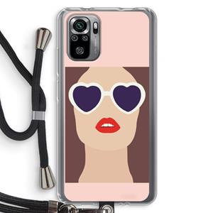CaseCompany Red lips: Xiaomi Redmi Note 10S Transparant Hoesje met koord
