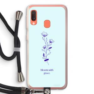 CaseCompany Bloom with grace: Samsung Galaxy A20e Transparant Hoesje met koord