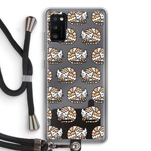 CaseCompany Slapende poes: Samsung Galaxy A41 Transparant Hoesje met koord
