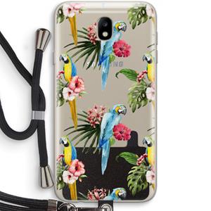CaseCompany Kleurrijke papegaaien: Samsung Galaxy J7 (2017) Transparant Hoesje met koord