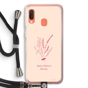 CaseCompany Where flowers bloom: Samsung Galaxy A20e Transparant Hoesje met koord
