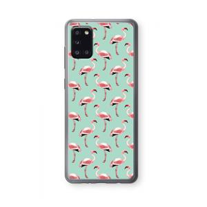 CaseCompany Flamingoprint groen: Samsung Galaxy A31 Transparant Hoesje
