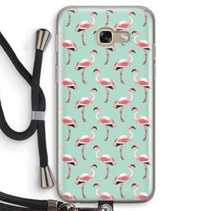 CaseCompany Flamingoprint groen: Samsung Galaxy A5 (2017) Transparant Hoesje met koord