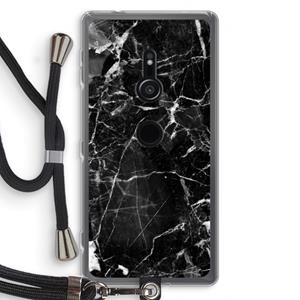 CaseCompany Zwart Marmer 2: Sony Xperia XZ2 Transparant Hoesje met koord