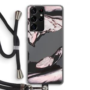 CaseCompany Roze stroom: Samsung Galaxy S21 Ultra Transparant Hoesje met koord