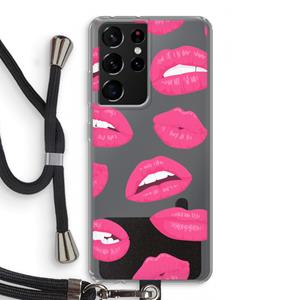 CaseCompany Bite my lip: Samsung Galaxy S21 Ultra Transparant Hoesje met koord