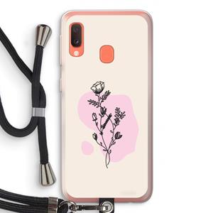CaseCompany Roses are red: Samsung Galaxy A20e Transparant Hoesje met koord
