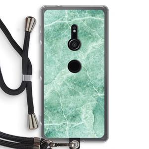 CaseCompany Groen marmer: Sony Xperia XZ2 Transparant Hoesje met koord