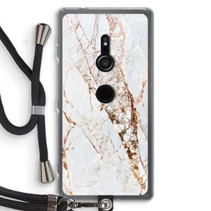 CaseCompany Goud marmer: Sony Xperia XZ2 Transparant Hoesje met koord