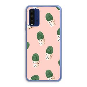 CaseCompany Cactusprint roze: Xiaomi Redmi 9T Transparant Hoesje