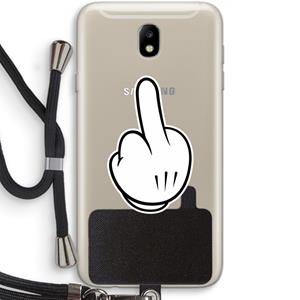 CaseCompany Middle finger black: Samsung Galaxy J7 (2017) Transparant Hoesje met koord