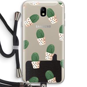 CaseCompany Cactusprint roze: Samsung Galaxy J7 (2017) Transparant Hoesje met koord
