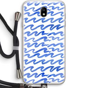 CaseCompany Blauwe golven: Samsung Galaxy J7 (2017) Transparant Hoesje met koord