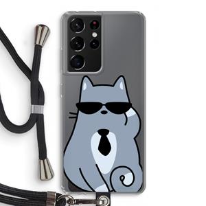 CaseCompany Cool cat: Samsung Galaxy S21 Ultra Transparant Hoesje met koord