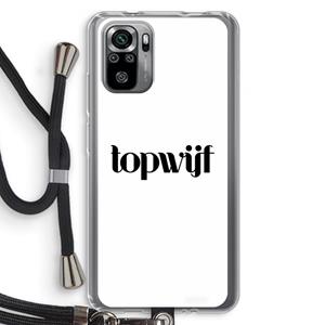 CaseCompany Topwijf Wit: Xiaomi Redmi Note 10S Transparant Hoesje met koord