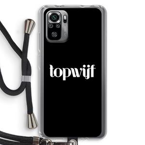 CaseCompany Topwijf Zwart: Xiaomi Redmi Note 10S Transparant Hoesje met koord