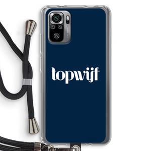 CaseCompany Topwijf Navy: Xiaomi Redmi Note 10S Transparant Hoesje met koord