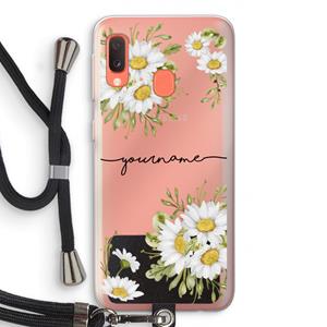CaseCompany Daisies: Samsung Galaxy A20e Transparant Hoesje met koord