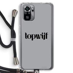 CaseCompany Topwijf Grijs Zwart: Xiaomi Redmi Note 10S Transparant Hoesje met koord